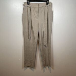 Maison d'Amelie Paris Women Pants 8 Belted Tan Plaid Trousers Straight‎ Leg